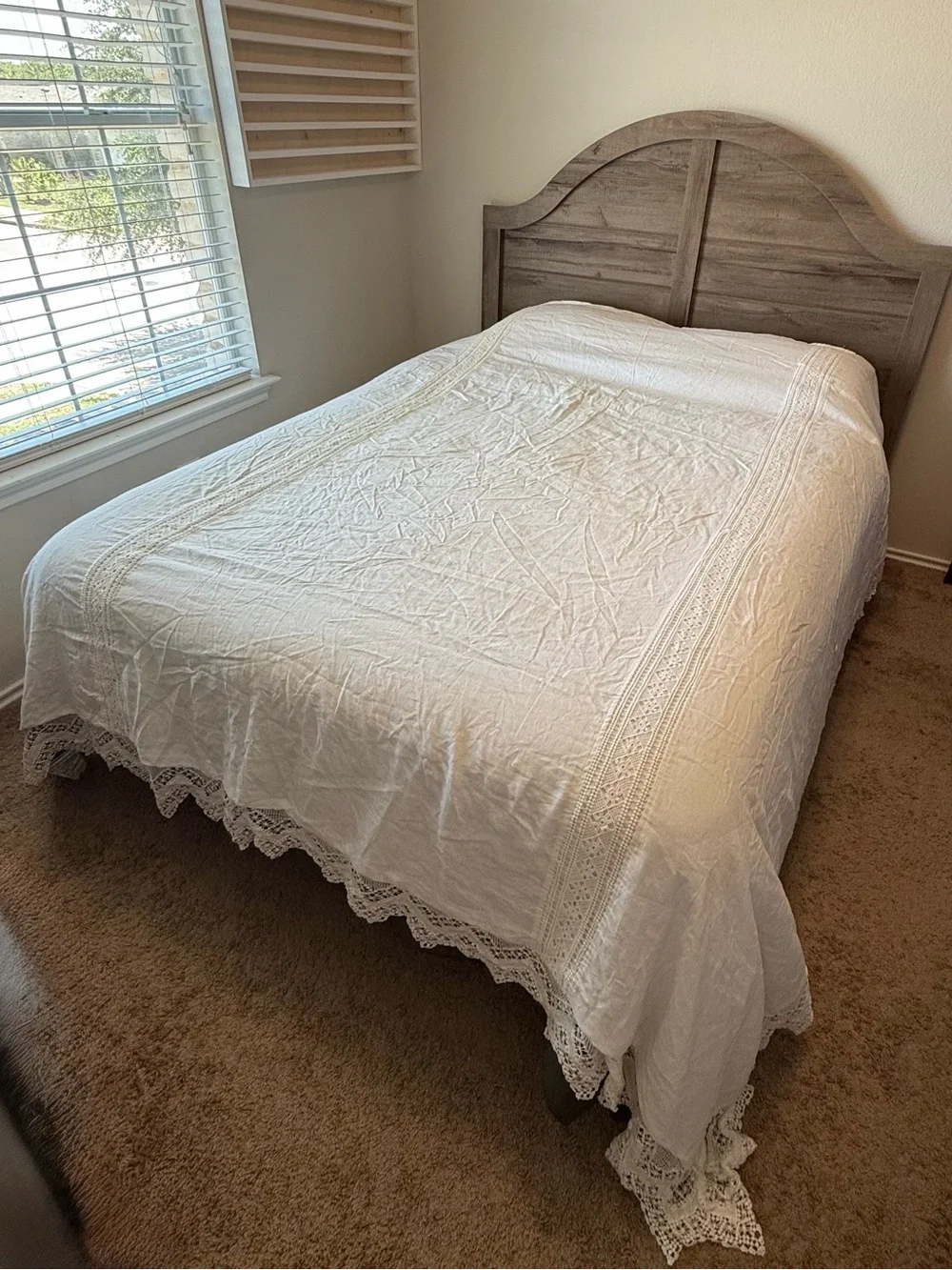Rachel Ashwell Shabby Chic Couture Cluny Lace White Linen Duvet Cover Crochet